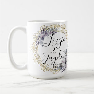 Lavender Floral Wreath Wedding Personalised Coffee Mug