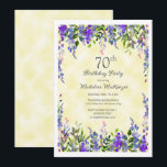 Lavender Floral Yellow 70th Birthday Party  Invitation<br><div class="desc">Pretty and feminine lavender watercolor floral on yellow women's 70th birthday party invitation. Contact me for assistance with your customisations or to request additional matching or coordinating Zazzle products for your party.</div>