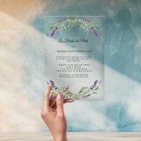 Lavender Florals Acrylic Invitación Bodas de Plata