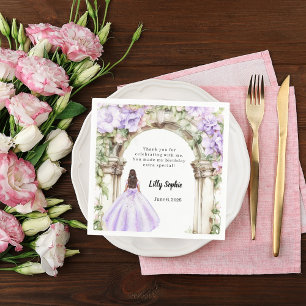 Lavender florals arch dress birthday napkin
