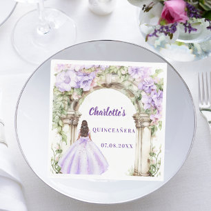 Lavender florals arch dress Quinceanera luncheon Napkin