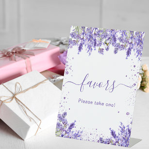 Lavender florals favour sign