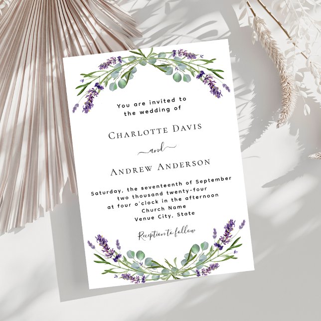 Lavender florals greenery formal luxury wedding invitation (Creator Uploaded)