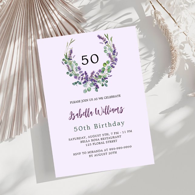 Lavender florals greenery lilac luxury birthday invitation (Creator Uploaded)