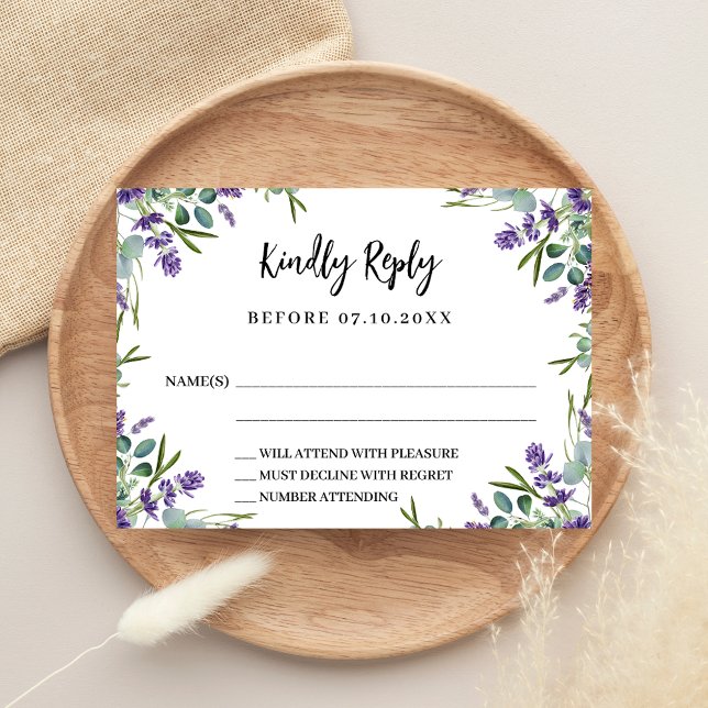 Lavender florals greenery wedding response RSVP (Creator Uploaded)