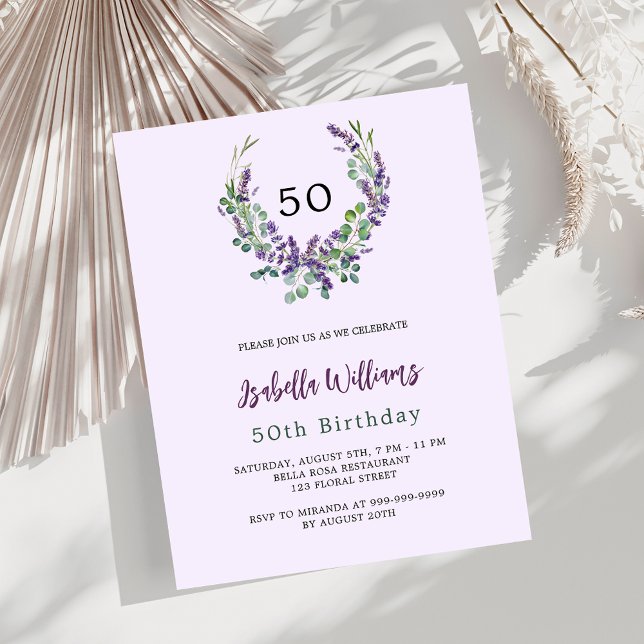 Lavender florals lilac budget birthday invitation (Creator Uploaded)