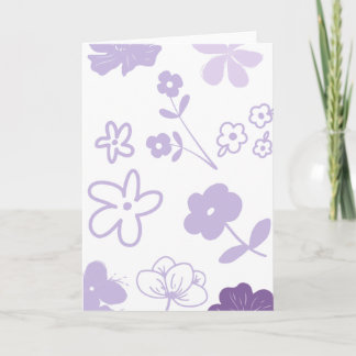 Lavender Florals on White Background Card