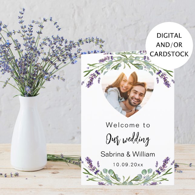 Lavender florals photo welcome program menu (Creator Uploaded)