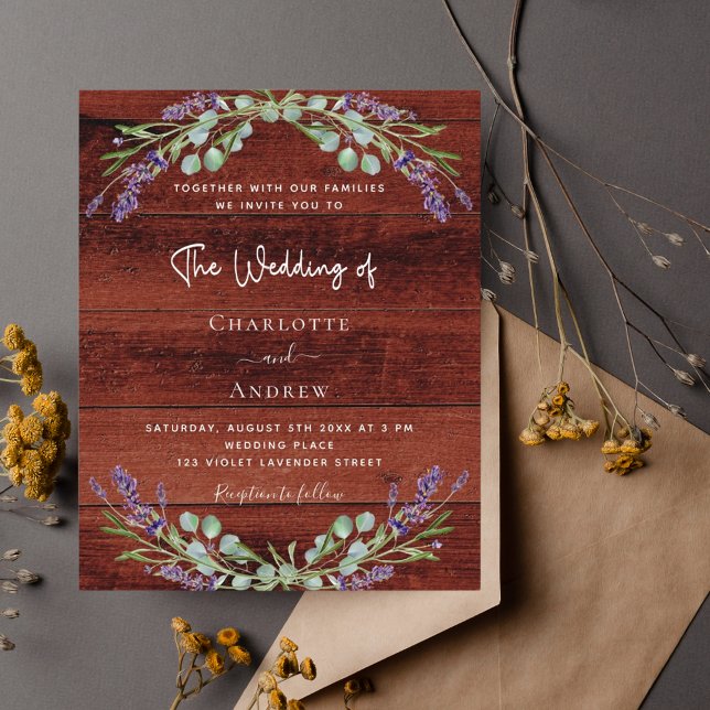 Lavender florals rustic brown wood budget wedding  (Creator Uploaded)