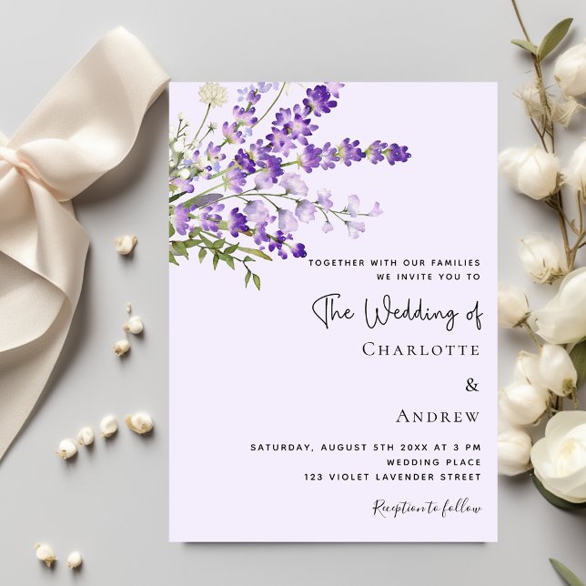 Lavender florals violet luxury wedding  invitation (Creator Uploaded)