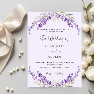 Lavender florals violet wedding  invitation