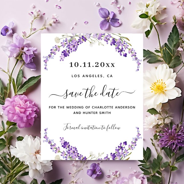 Lavender florals wedding budget save the date flyer (Creator Uploaded)