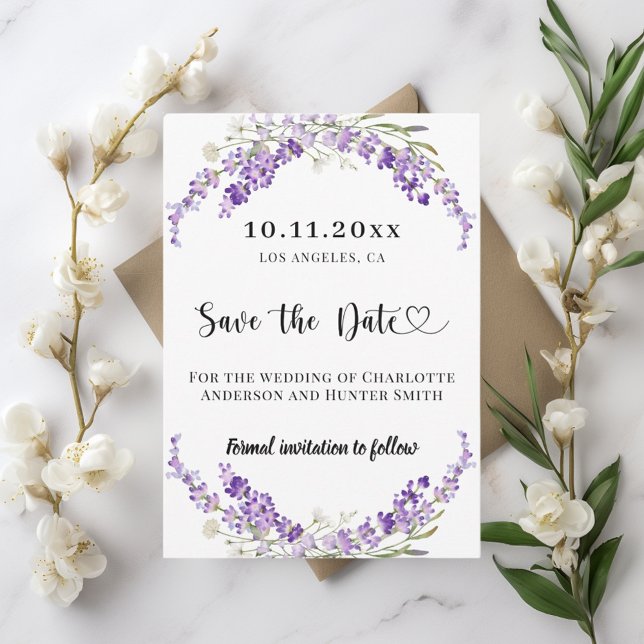 Lavender florals wedding save the date (Creator Uploaded)