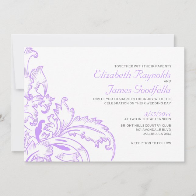 Lavender Flourish Wedding Invitations (Front)