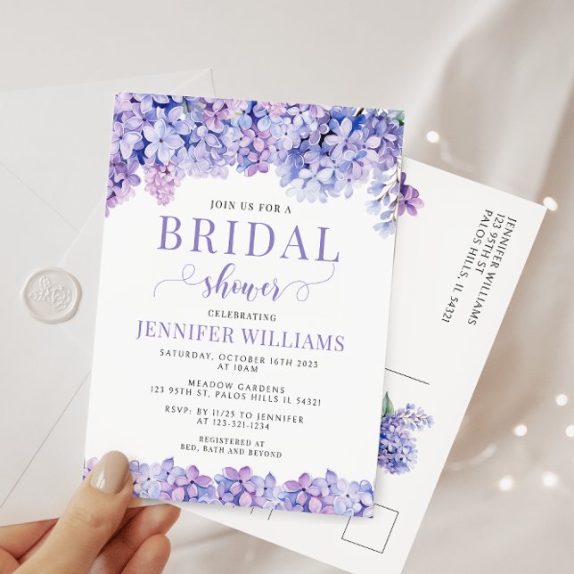 Lavender flower bridal shower postcard invitation (Creator Uploaded)