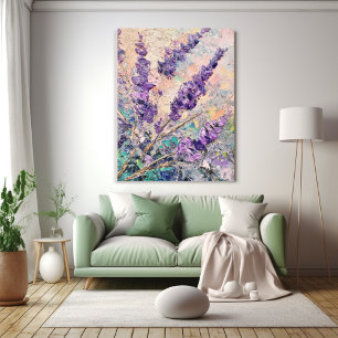 Lavender Flower Canvas Abstract Oil Painting Print