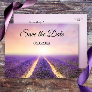Lavender Flower Country Save the Date Postcard