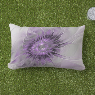 Lavender Flower Dream Modern Abstract Fractal Art Lumbar Cushion
