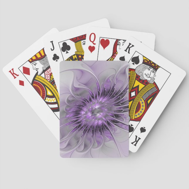 Lavender Flower Dream Modern Abstract Fractal Art Playing Cards (Back)