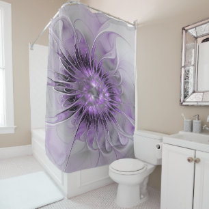 Lavender Flower Dream Modern Abstract Fractal Art Shower Curtain