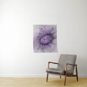 Lavender Flower Dream Modern Abstract Fractal Art Tapestry