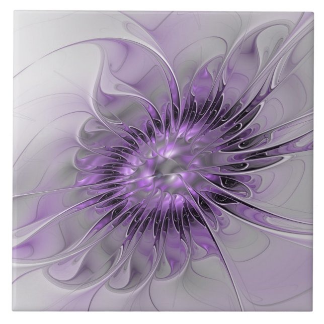 Lavender Flower Dream Modern Abstract Fractal Art Tile (Front)