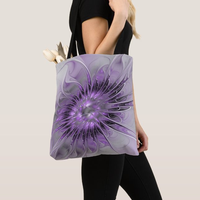 Lavender Flower Dream Modern Abstract Fractal Art Tote Bag (Close Up)