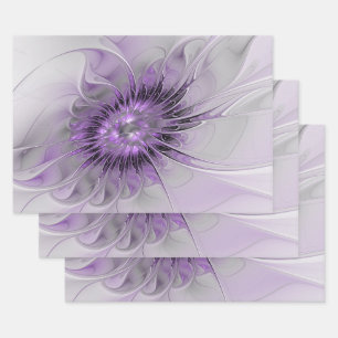 Lavender Flower Dream Modern Abstract Fractal Art Wrapping Paper Sheet