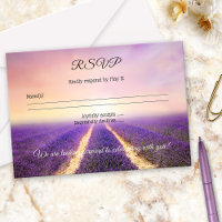 Lavender Flower Field Country Wedding RSVP Card