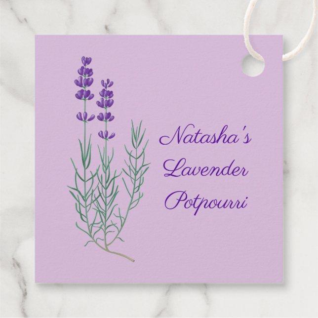 Lavender Flower Herbal Favour Card Tags (Back)
