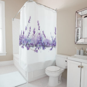 Lavender Flower Pastel Floral Whimsical Watercolor Shower Curtain