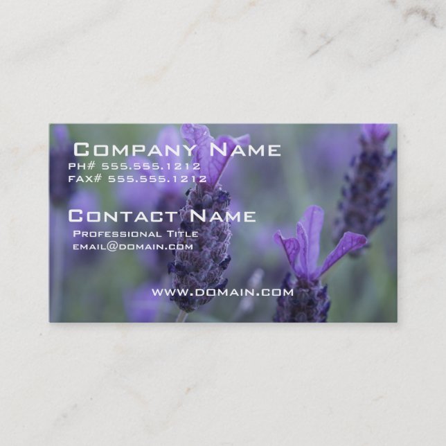 Lavender Flower Photo Business Card (Front)
