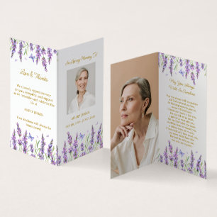 Lavender Flower Photo Funeral Prayer Card