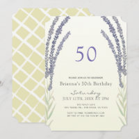 Lavender Flower Sprigs Yellow 50th Birthday