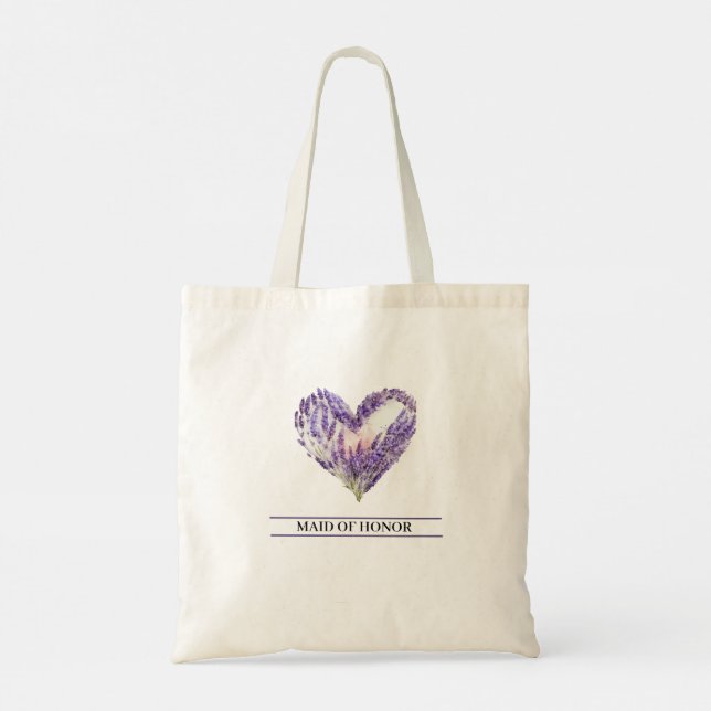 Lavender Flower Wedding Heart Tote Bag (Back)