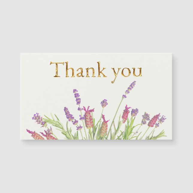 Lavender flower with Elegant Gold Script Thank you (Front)
