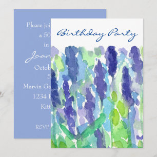 Lavender Flowers 50th Birthday Party Invitation
