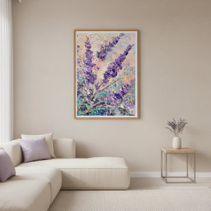 Lavender Flowers Abstract Oil Painting Wall Art