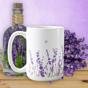 Lavender Flowers and Butterflies Coffee Mug