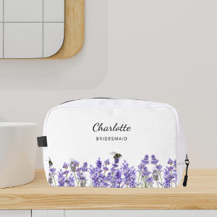 Lavender flowers bees bridesmaid dopp kit