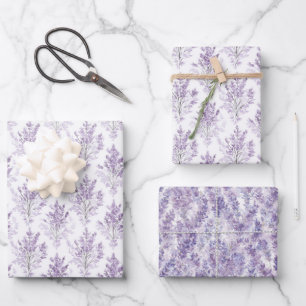 Lavender Flowers Birthday Wrapping Paper Sheet