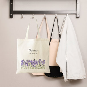 Lavender flowers bridesmaid tote bag