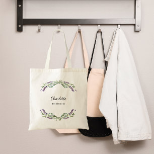Lavender flowers bridesmaid tote bag