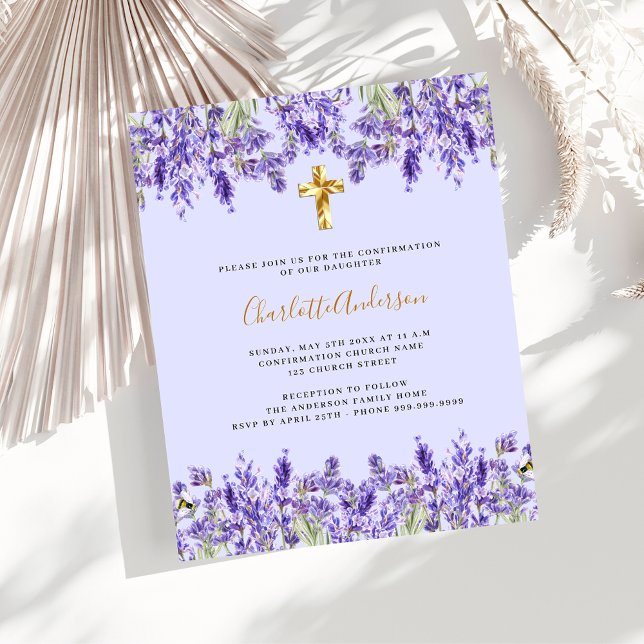 Lavender flowers budget Confirmation invitation (Creator Uploaded)