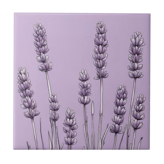 Lavender Flowers Ceramic Tile (Front)