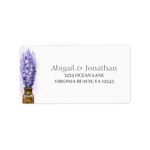 Lavender Flowers Couple Wedding Floral Address Label