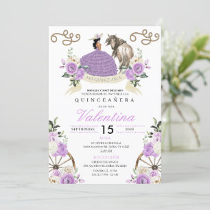 Lavender Flowers Cowgirl Western Quinceañera Invitation