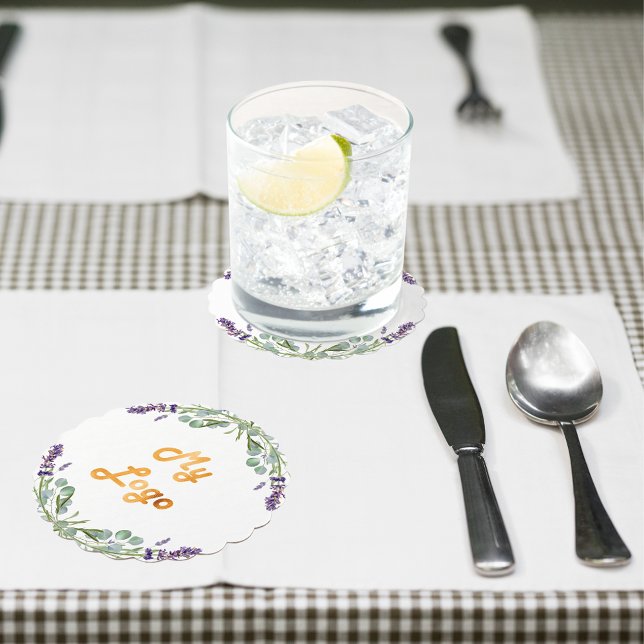 Lavender flowers eucalyptus greenery business logo paper coaster (Creator Uploaded)
