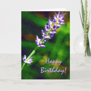 Lavender Flowers Floral Happy Birthday Card