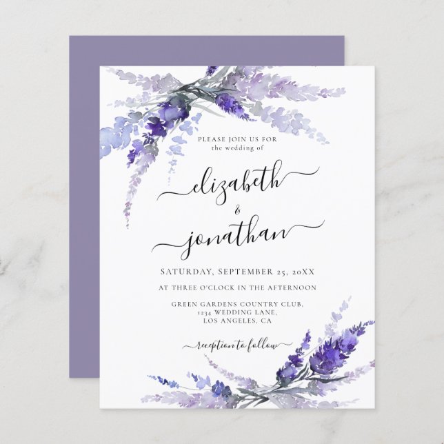 Lavender Flowers Floral Lilac Budget Boho Wedding (Front/Back)